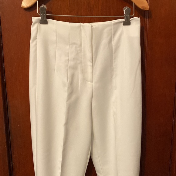Zara Womens High Waisted Flared Pants White Small NWT - Picture 2 of 7